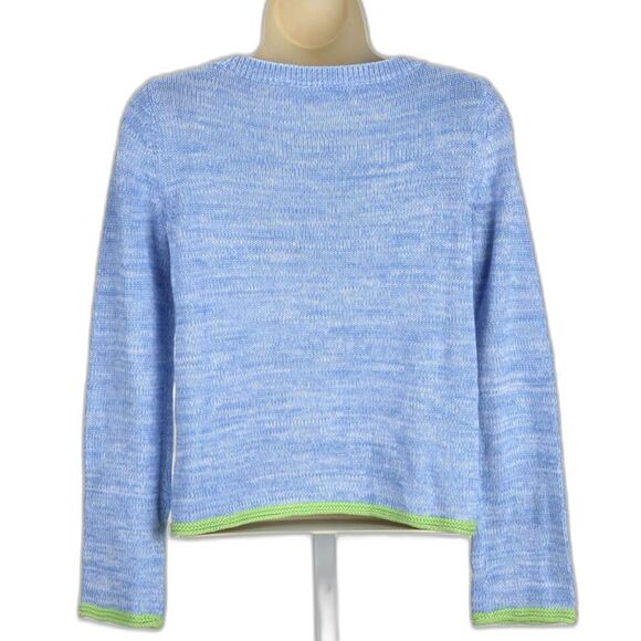 Lilly Pulitzer Zaylia Sweater Zanzibar Blue w/Green Trim Size XXS - Picture 2 of 3